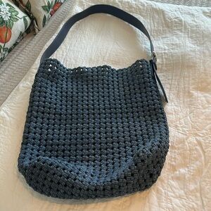 Anthropologie denim knit hobo bag